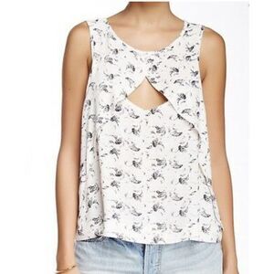Free People Top Women’s White Black Look Through Keyhole Sleeveless Tank Small